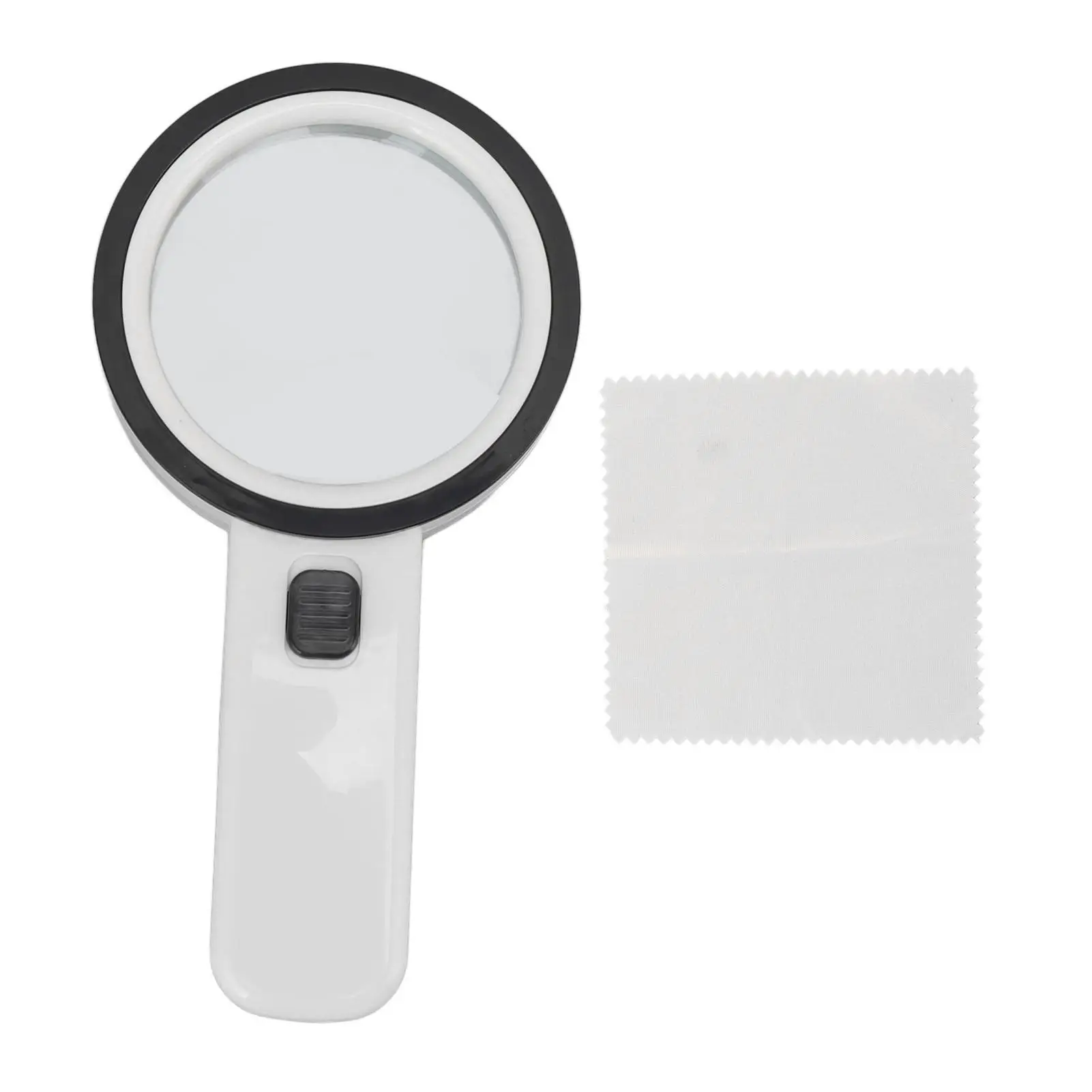 

Magnifying Glass Illuminated LED Ergonomic Handle ABS Frame Double Glass Lens for jewelry Appraisal Tool 12 LED