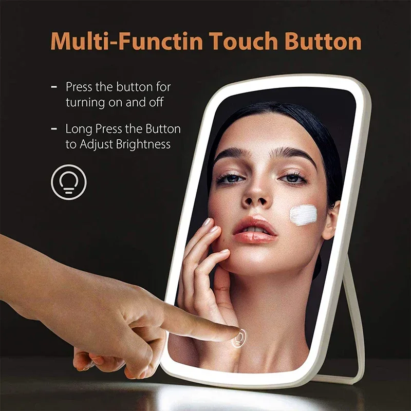 

LED Makeup Mirror intelligent Portable Desktop Ladies Makeup Light Adjustable Women Girls Rectangle Mirrors