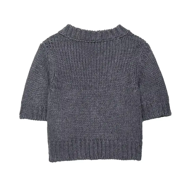 2025년 가을 신상 여성용 V넥 니트웨어 리브드 트림 다용도 유럽 패션 트렌디 탑 청소년 소녀용