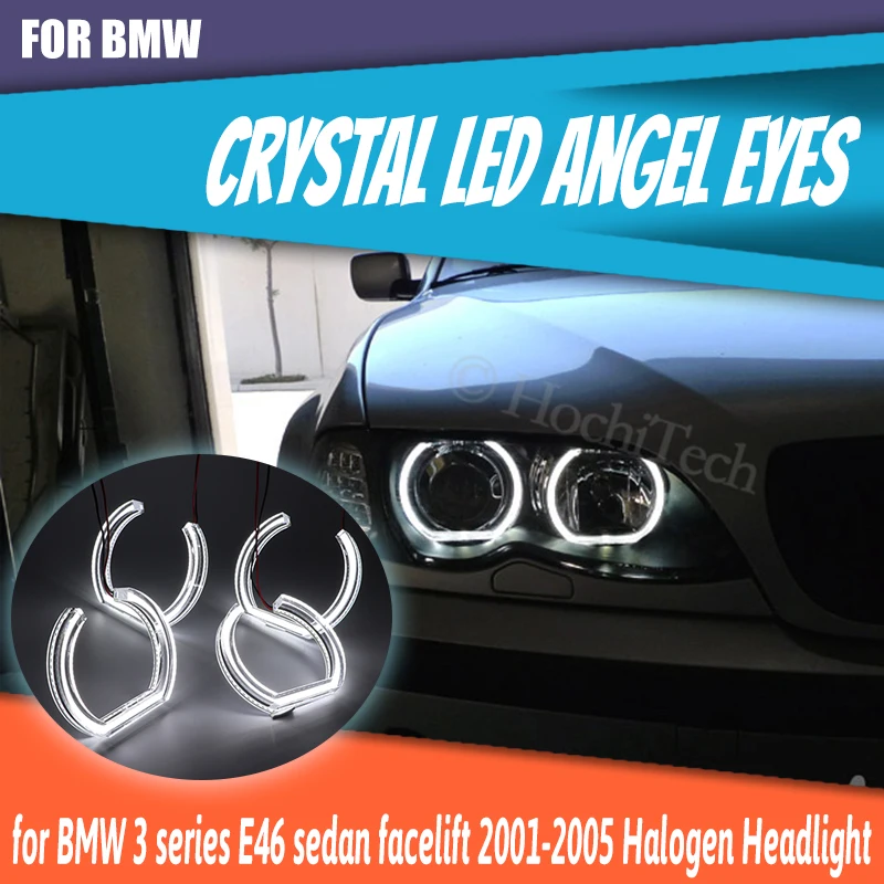 

Excellent DTM M4 Style Ultra Bright Led Angel Eyes Kit Halo Rings for BMW 3 Series E46 Sedan Facelift 2001-05 Halogen Headlight