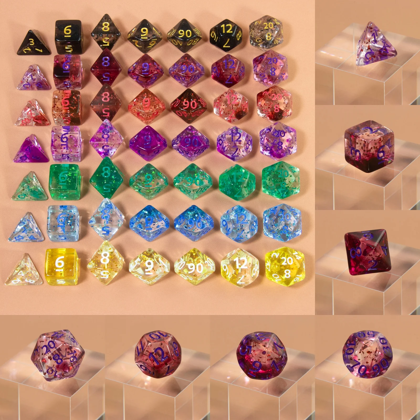 

Набор из 7 многогранных игральных костей DND (от D4 до D20) для настольных и ролевых игр