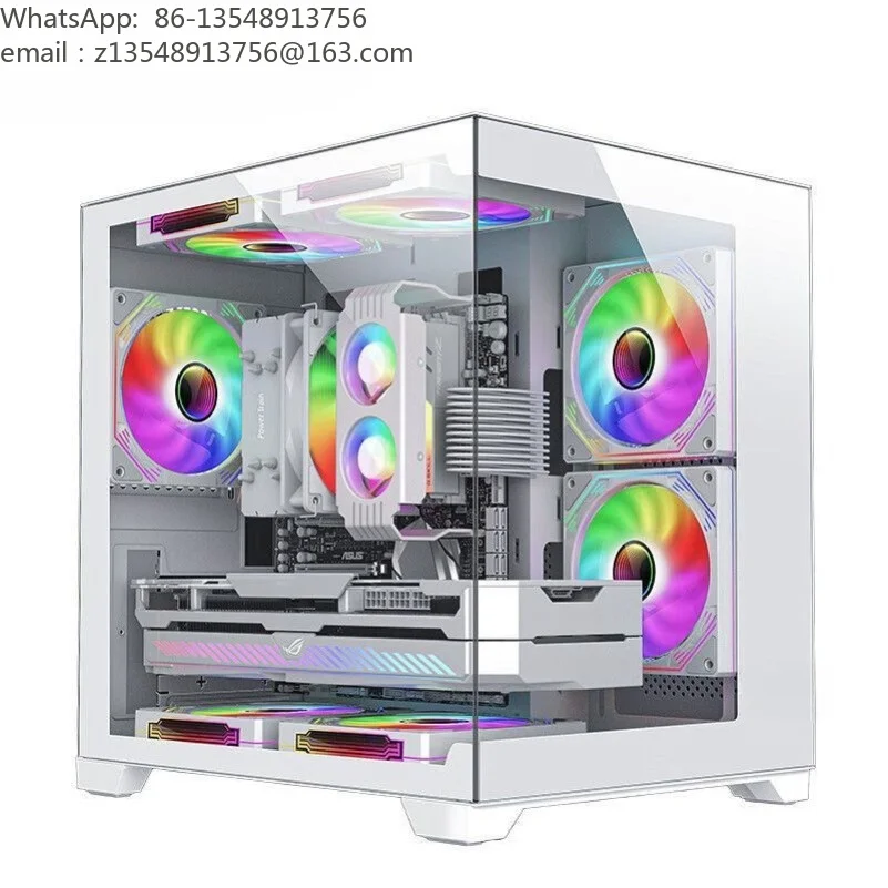 LIULI S No Pillar Gaming PC Case White Panoramic Tempered Glass Chassis MATX Support 240 Water Cooling