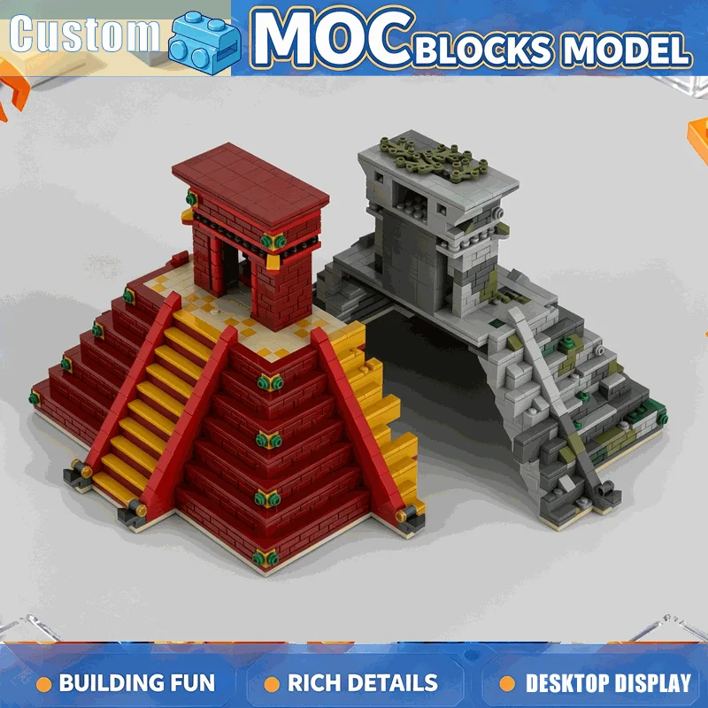 1959PCS Ancient Mesoamerican Temple Building Blocks Dual Era Pyramid Architecture Model DIY Assembly Collection Festival Gifts