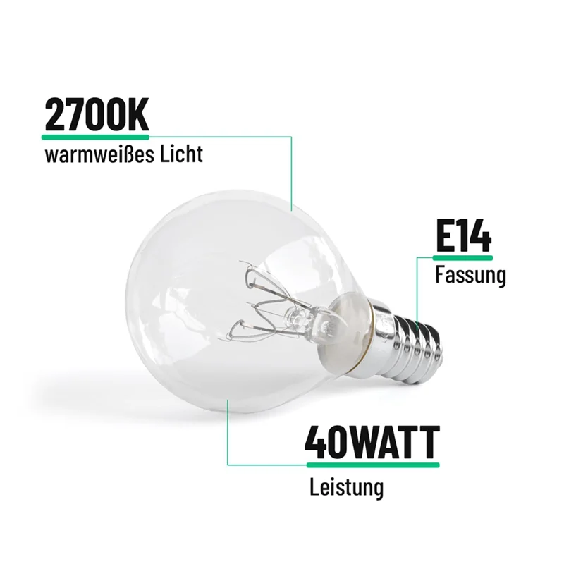 A65T-G45 مصابيح كهربائية صغيرة على شكل كرة أرضية 40 وات مع قاعدة E27 للأجهزة الصغيرة والأفران والميكروويف