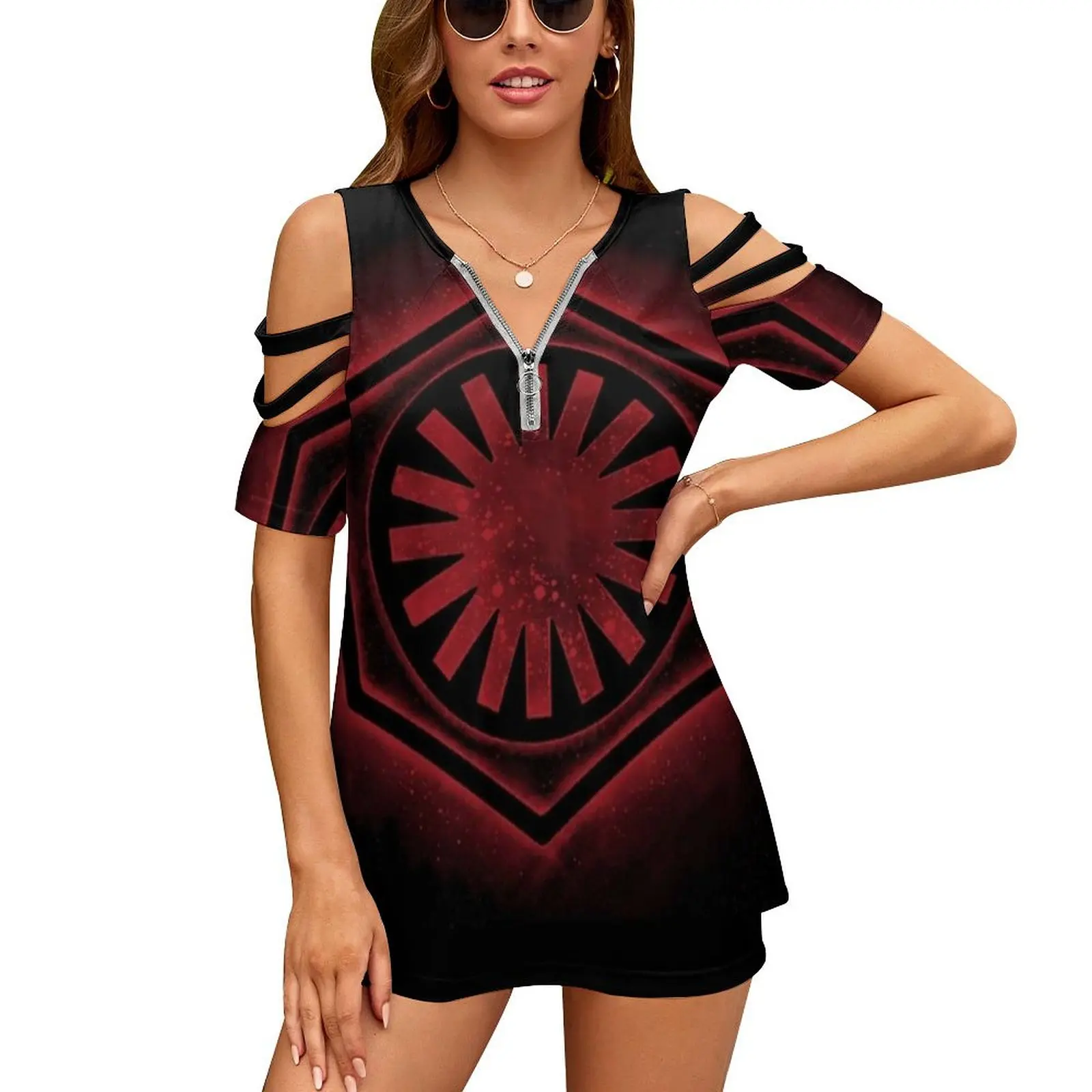 First Order Emblem Women Zipper Various styles Printed T Shirts Tops Full Print T-Shirt Xmorfina First Order Logo First Order