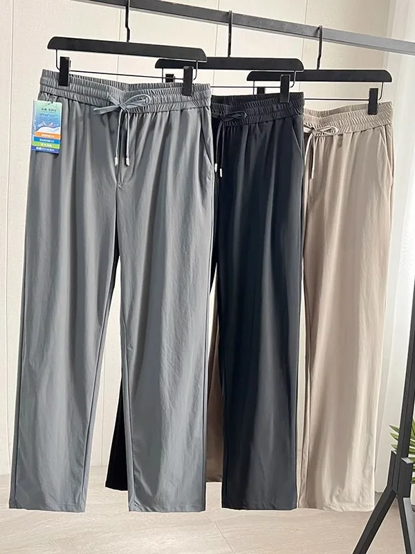 

Cooling Tech Ice Silk Мужские повседневные брюки UPF40 Защита от солнца Qui Dry Дышащие прямые брюки Faion Urban Sle Long Trou...