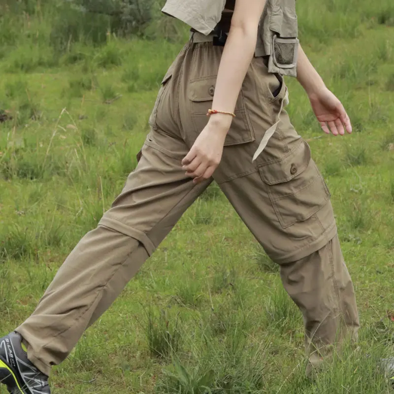 

Ice silk quick drying work pants for women thin short outdoor hiking high street parachute pants oversized