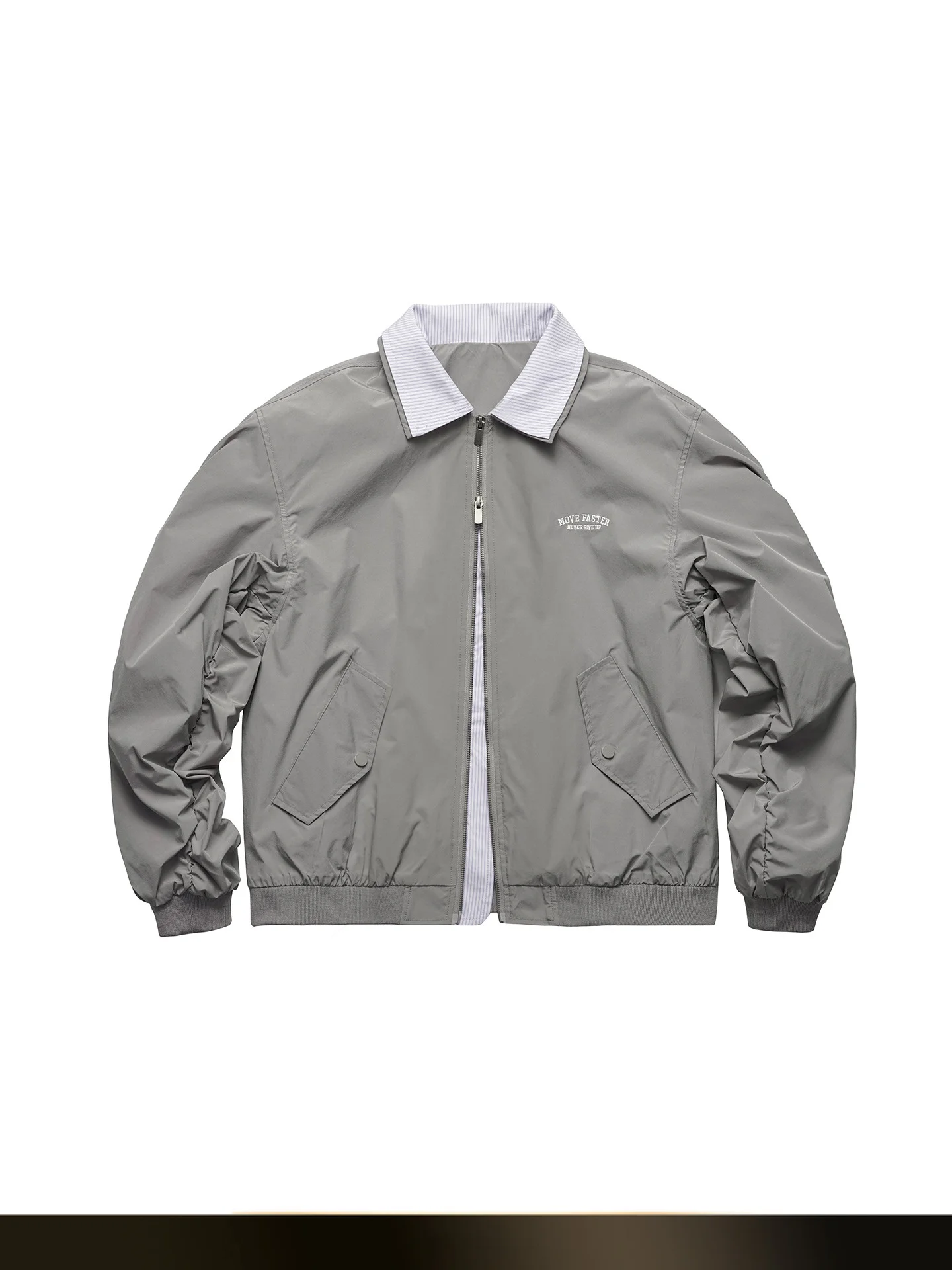 

American Retro Patchwork Collar Pilot Jaet Loose All-Match Sport Workwear Outerwear Polyester Fiber Long Sve Zipper