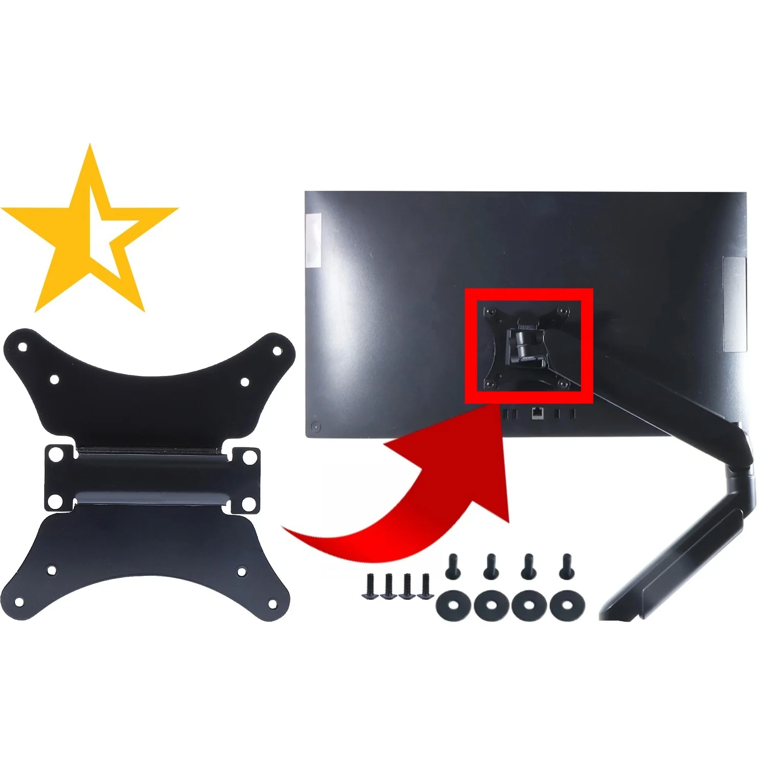VESA Mount Adapter for Lenovo IdeaCentre AlO A340-24ICK 3i 24 Monitor Bracket Mounts to Stand / Arm / Desk Mount -Metal Material