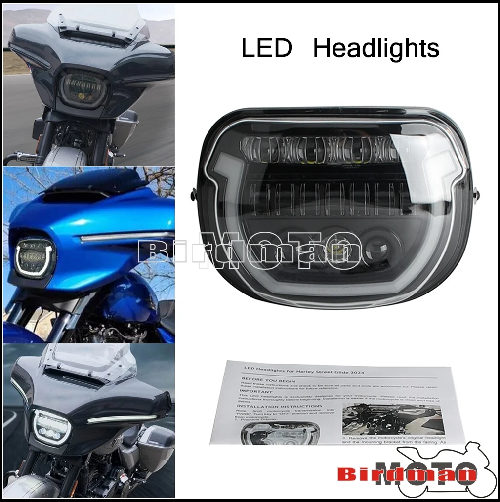 Headlights Headlamp With Daylight Running Light DRL Blue Breathing Light For Harley CVO Street Glide 121 FLHXSE 117 FLHX 23-2024