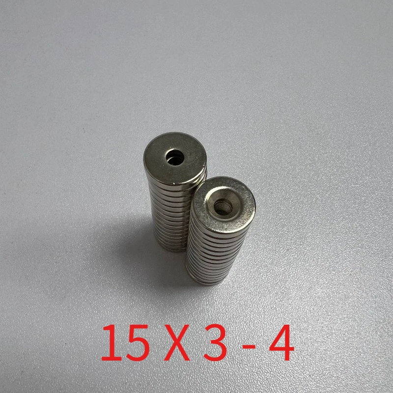 10pcs/lot Diameter 15mm × Thickness 3mm - Hole diameter 4mm countersunk hole magent 15*3-4mm magnetic steel