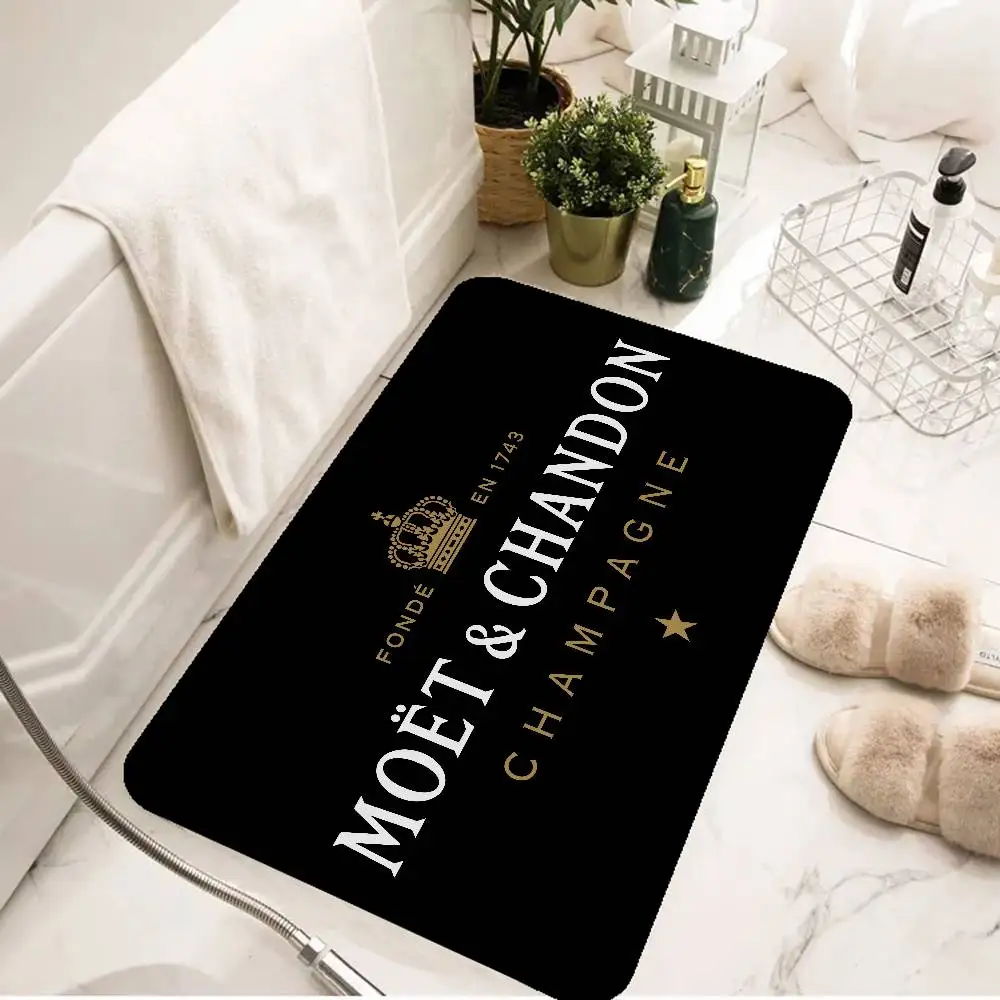 Tapete de luxo para corredor da marca M-Moet C-Chandon, estilo INS, macio, para quarto, lavanderia, antiderrapante, tapetes para área de cabeceira
