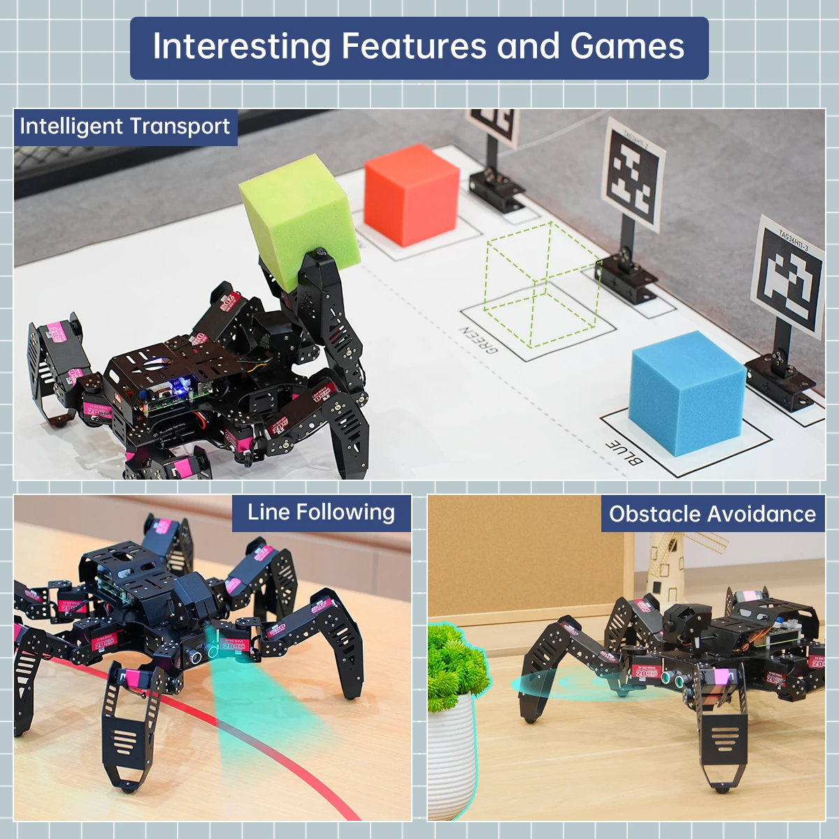 NEW Hiwonder SpiderPi AI Vision Raspberry Pi Hexapod Robot Intelligent Servo Python Programming App Control Education Robotic Ki