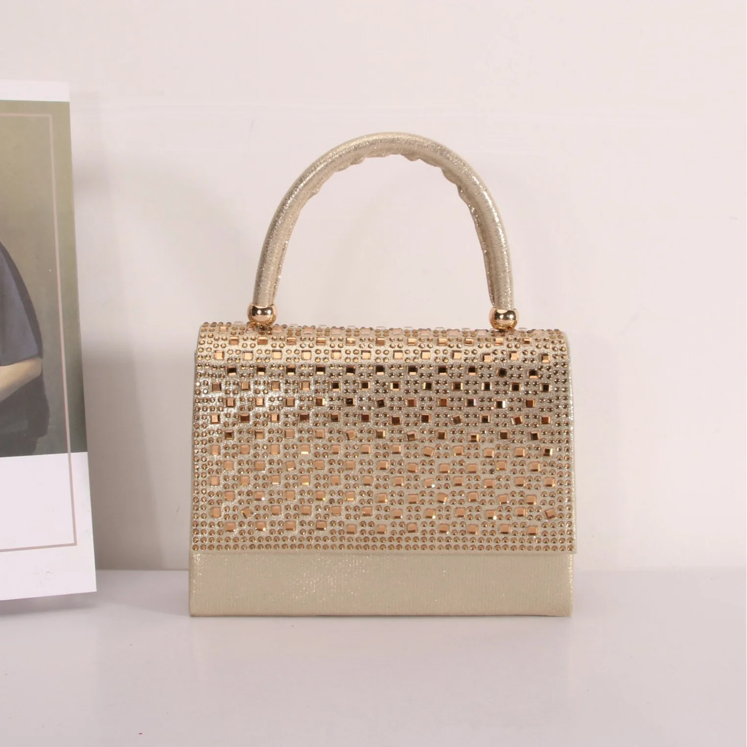 Luxurious Temperament Chain Crossbody Bag Evening Party Prom Shining Clutches Regular Arrangement Sequins Design Sparkle Handbag
