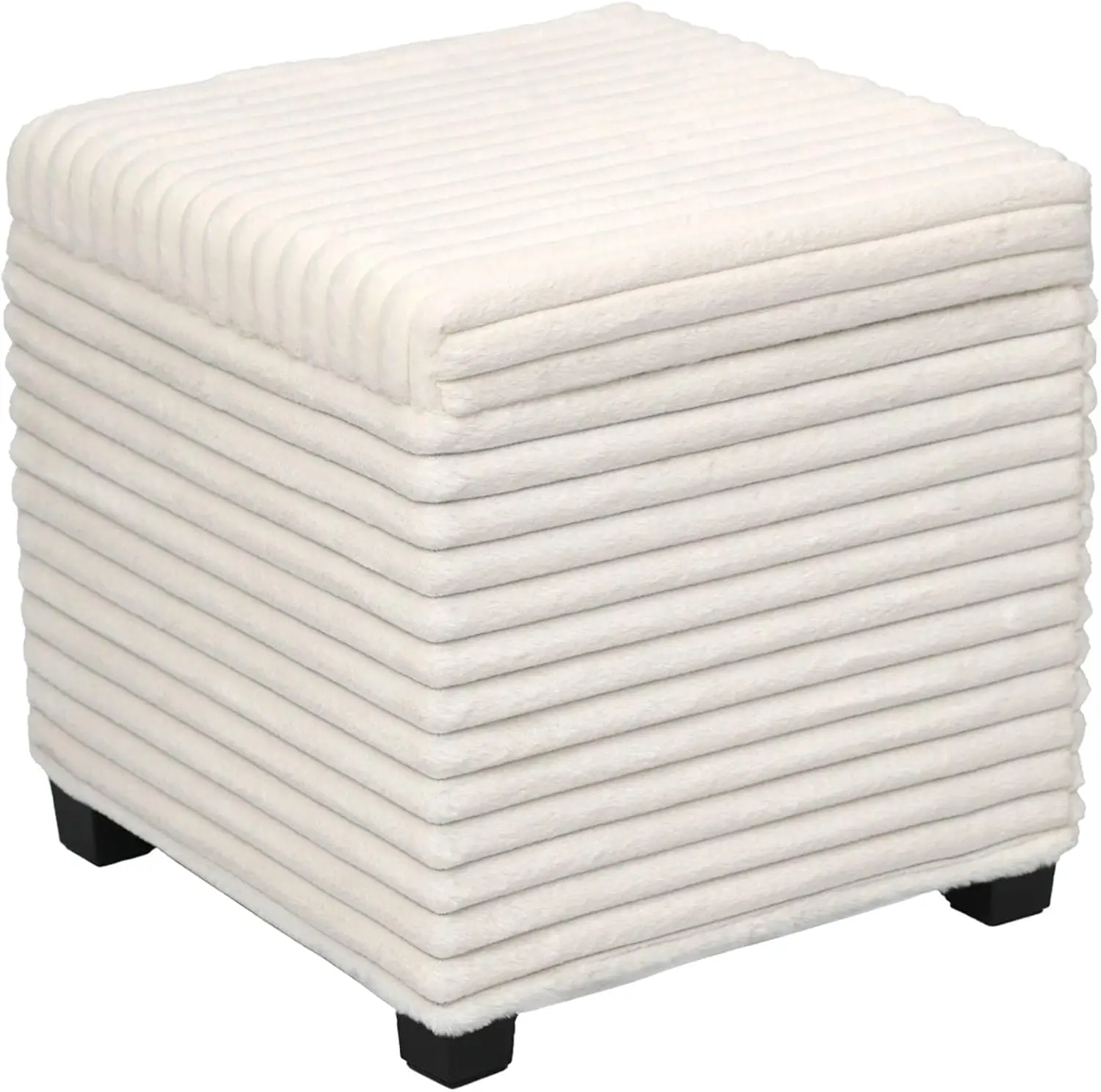 

17.7 inches Faux Fur Ottoman Cube with Legs, Metal Frame Storage Foot Rest Stool, Holds 770 lbs for Living Room Bedroom Dorm