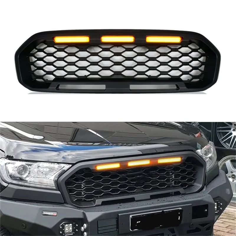 Ship From USA For Ranger Grill Mesh T8 Raptor Style Lariat Limited XL XLT MK2 2018 2019 2020 2021 Front Racing Grille Grills