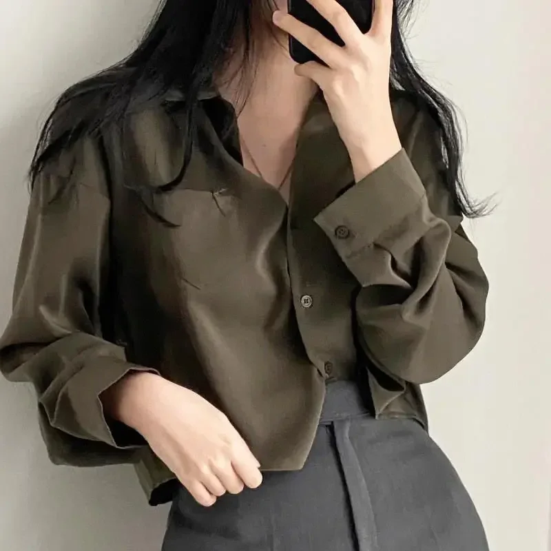 2024 Vintage Shirts Women Korean Fashion White Long Sleeve Button Tops Summer Harajuku Loose Office Ladies Blouse New