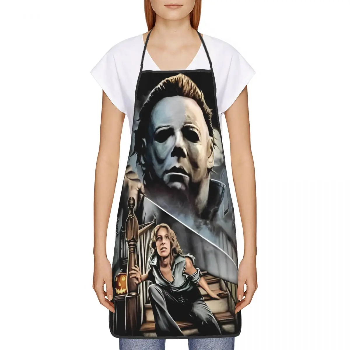 Halloween Michael Myers Kitchen Grill Apron Oil-proof Horror Movie Pinafore for Manicurist Gift