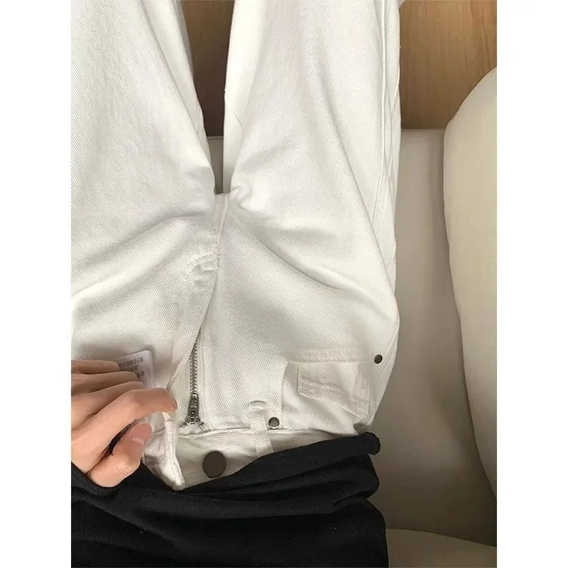 Herbst Winter Feminine Hohe Taille Machete Denim Pantalons Damen Casual Samt Cowboy Hosen Koreanische Frauen Lose Breite Bein Jeans