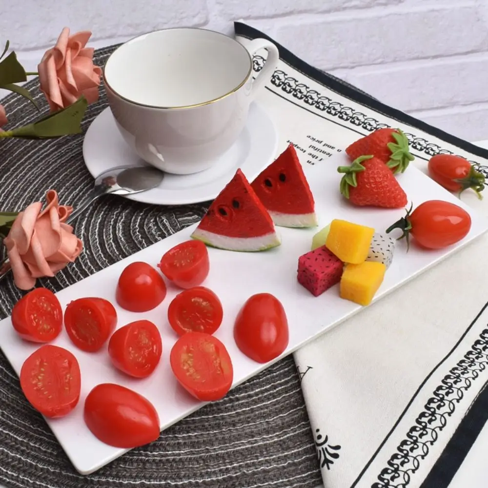 4PCS Toy Vegetable Artificial Cherry Tomato Food Model Decorative Props Fake Tomato Funny Lifelike Simulation Fruit Home Decor