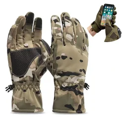 Guantes de camuflaje antideslizantes impermeables para caza, pantalla táctil, cálidos, tácticas de invierno, deportes al aire libre, esquí, Camping, ciclismo