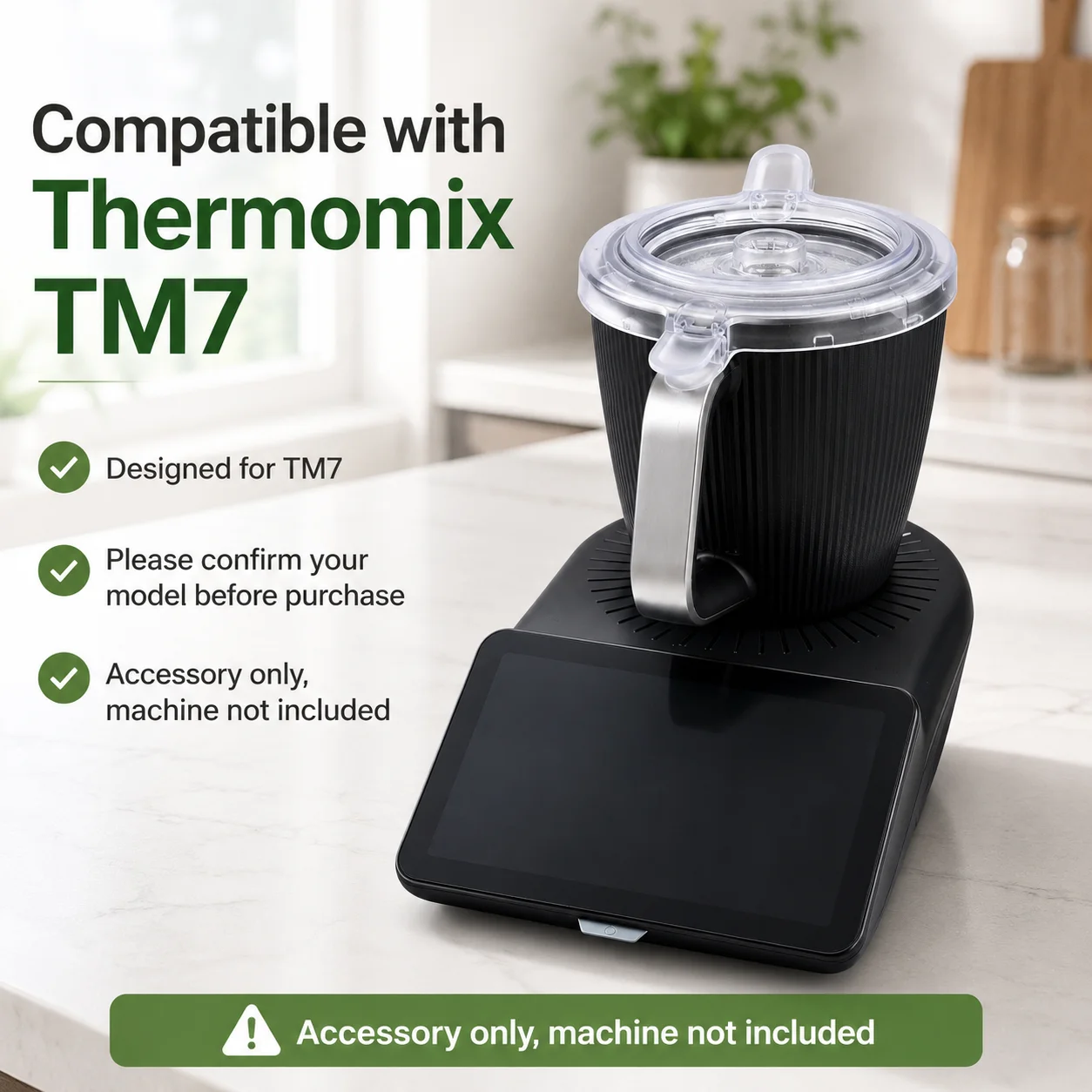 Transparent Lid Compatible with Thermomix TM7, Clear Visual Cooking Cover with Removable Center Cap for Easy Ingredient Adding