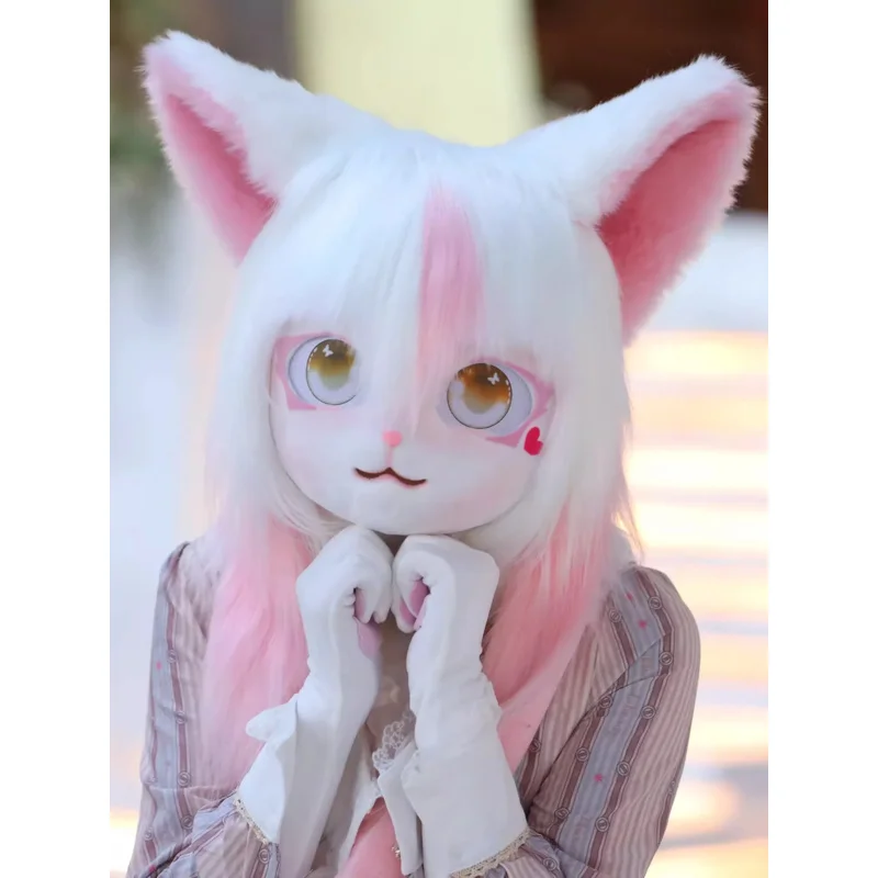 

Fursuit Kigurumi Headsets Animal Cosplay Lolita Furry Mask Helmet Rubbit Doll Cat Costumes Halloween Carnival Mask Accessories