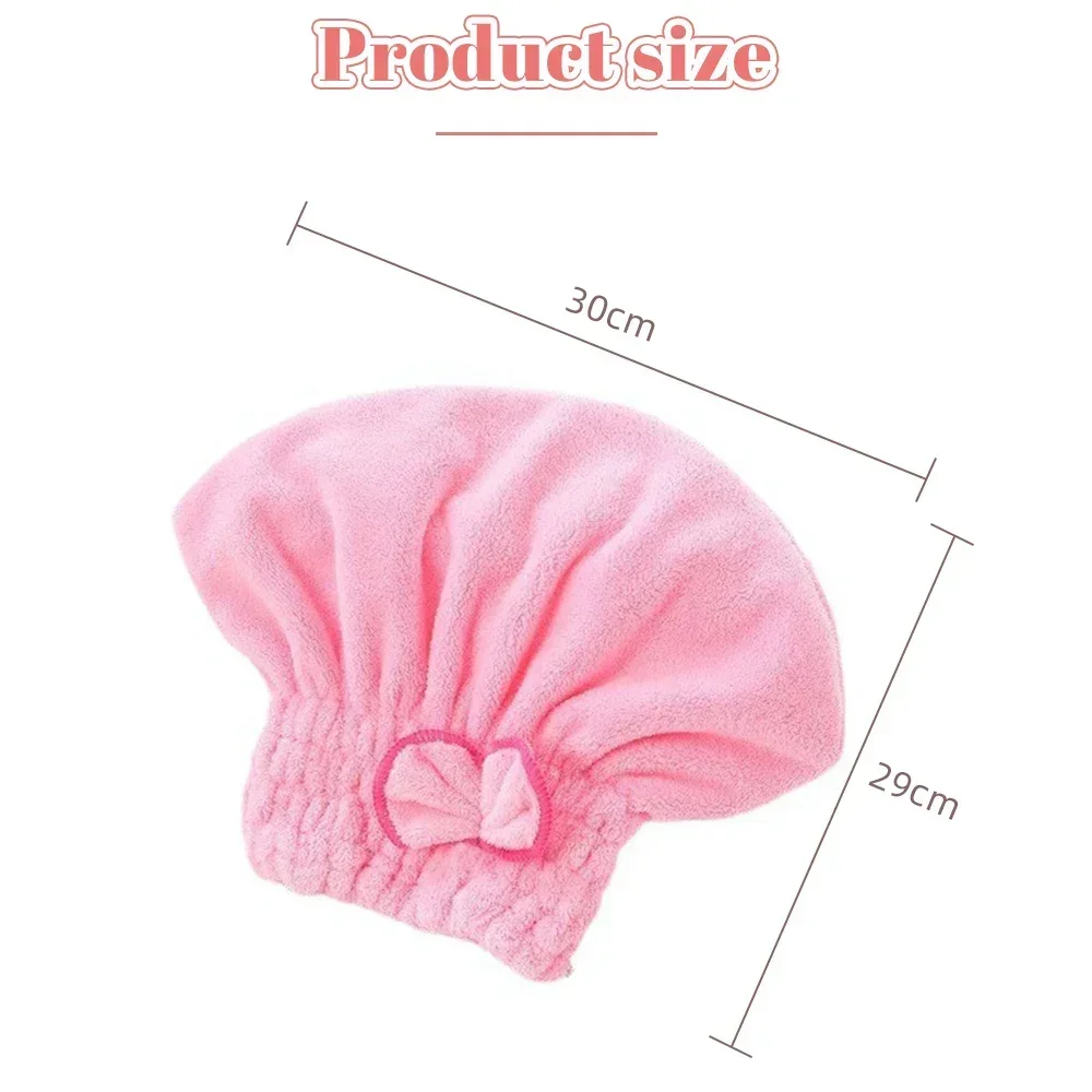 หมวกคลุมอาบน้ำไมโครไฟเบอร์ผ้าเช็ดหัวเร็วหมวกผ้าขนหนูผูกโบว์สำหรับสปาอุปกรณ์เสริมในห้องน้ำหมวกคลุมอาบน้ำแฟชั่นสำหรับผู้หญิง