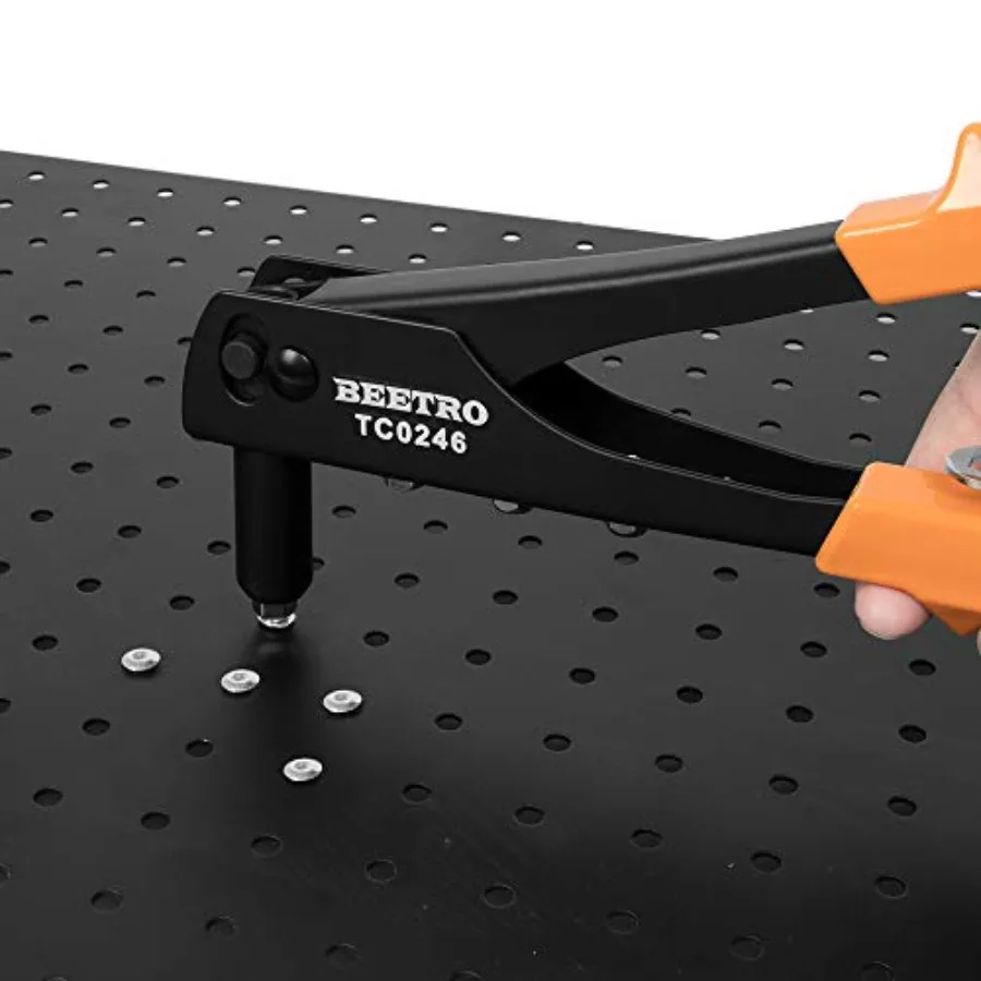 ヘビーデューティーハンドリベッター、リベットガン、3 321 85 323 16 4ノーズピースセット、リベット100個付き、耐久性があり、金属Pに適しています