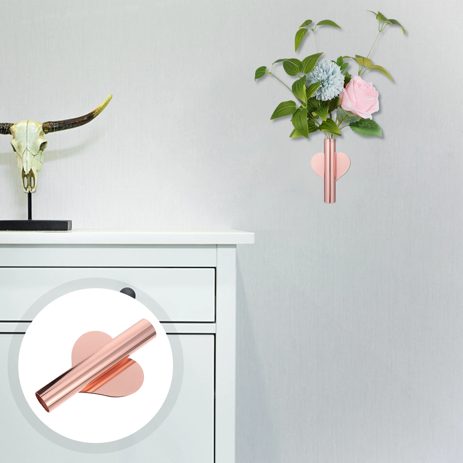 

2 Pcs Wall Flower Vases Living Room Decoration Holder Cupboard Stable Flowerpot Hanging Metal Mounted Planter