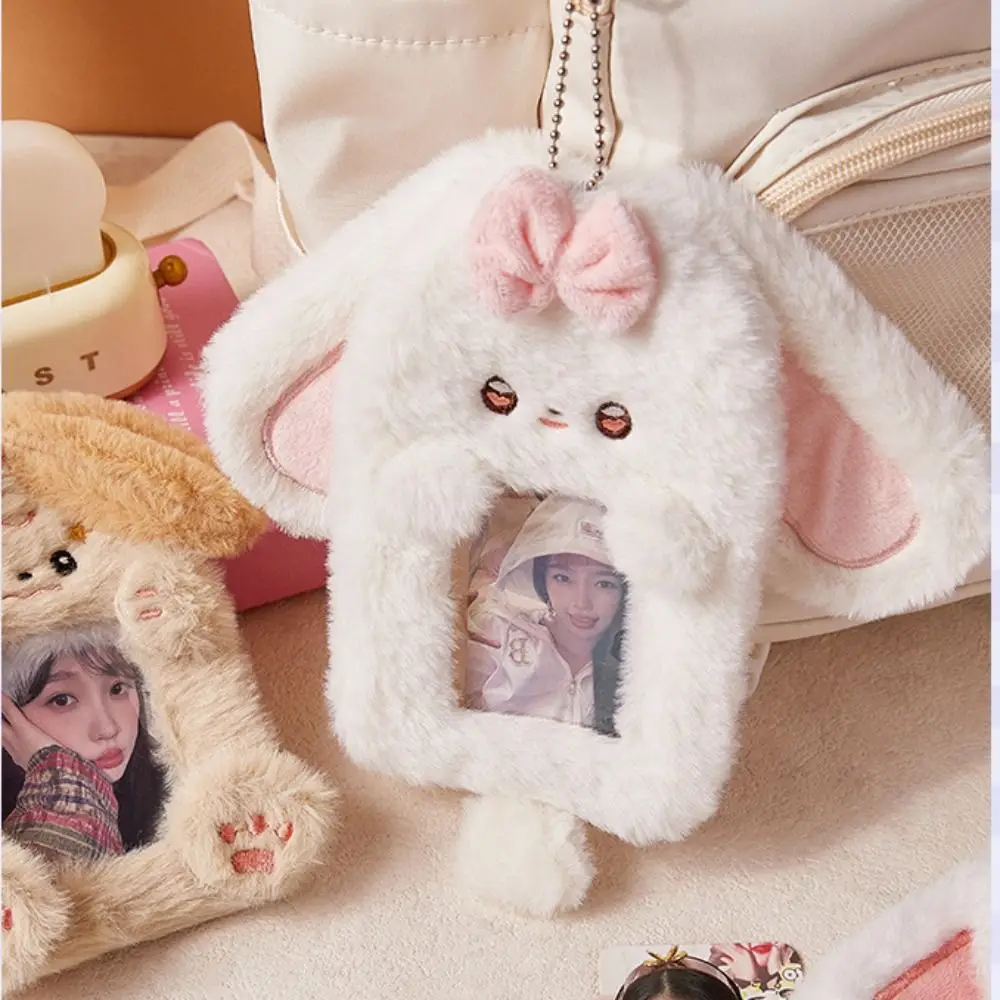 Koreański Idol Cartoon Photocard Holder Korean Style Animal Plush Photocard Holder z brelokiem do kluczy z zawieszką na kartę