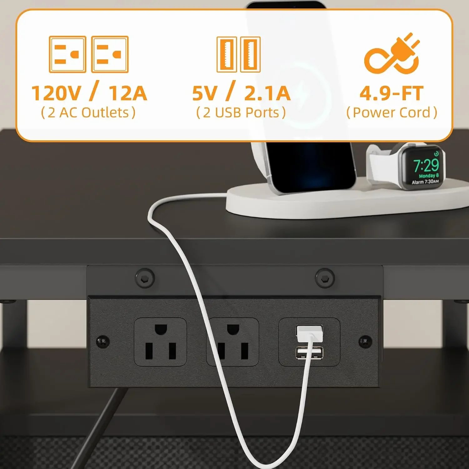Printer Stand with Power Outlet/Drawers, Printer and Shredder Stand | 22.8