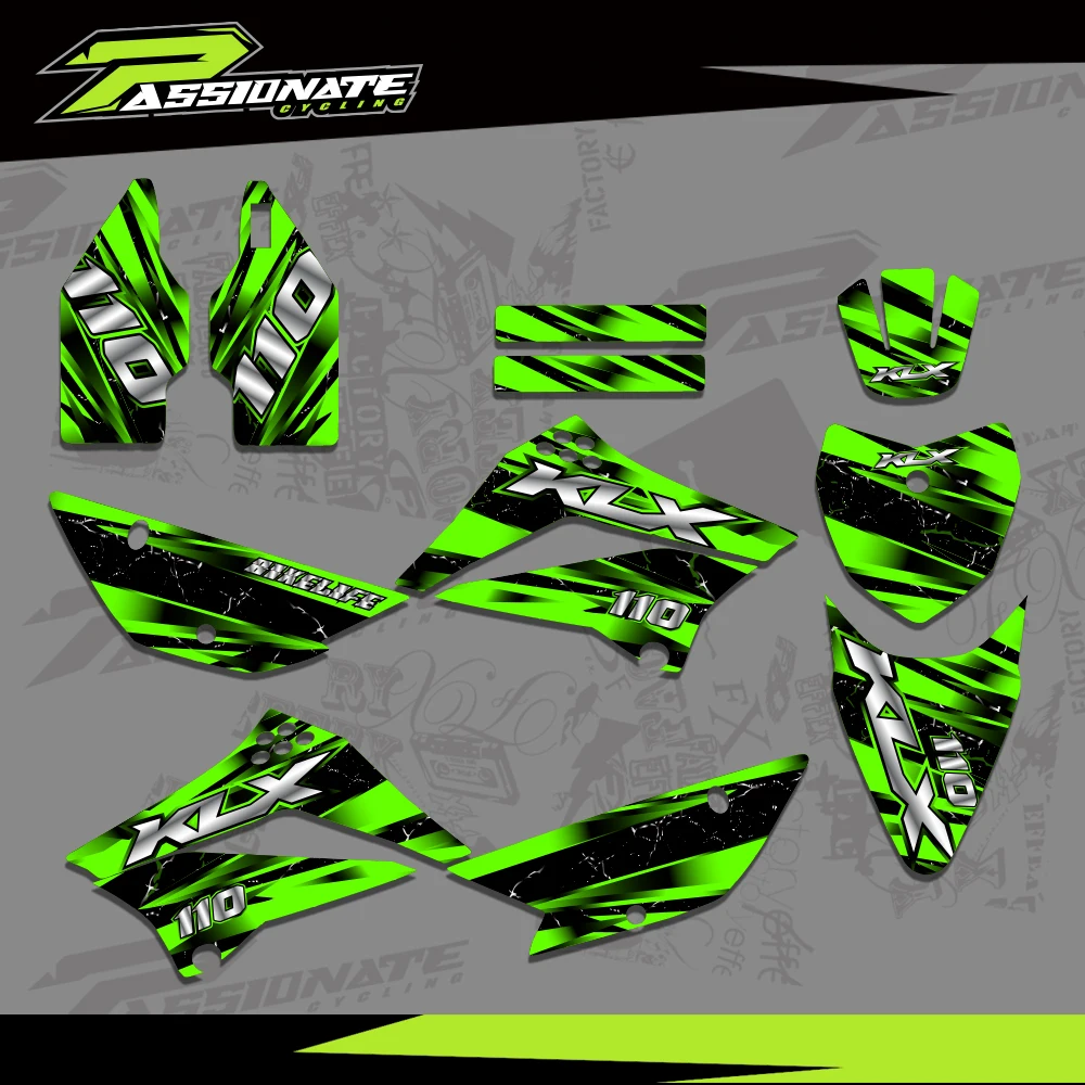 

For KAWASAKI KLX 110 KLX110 2010 2011 2012 2013 2014 2015 2016 2017 2018 2019 2020 Full Graphics Decals Stickers Background 13 s