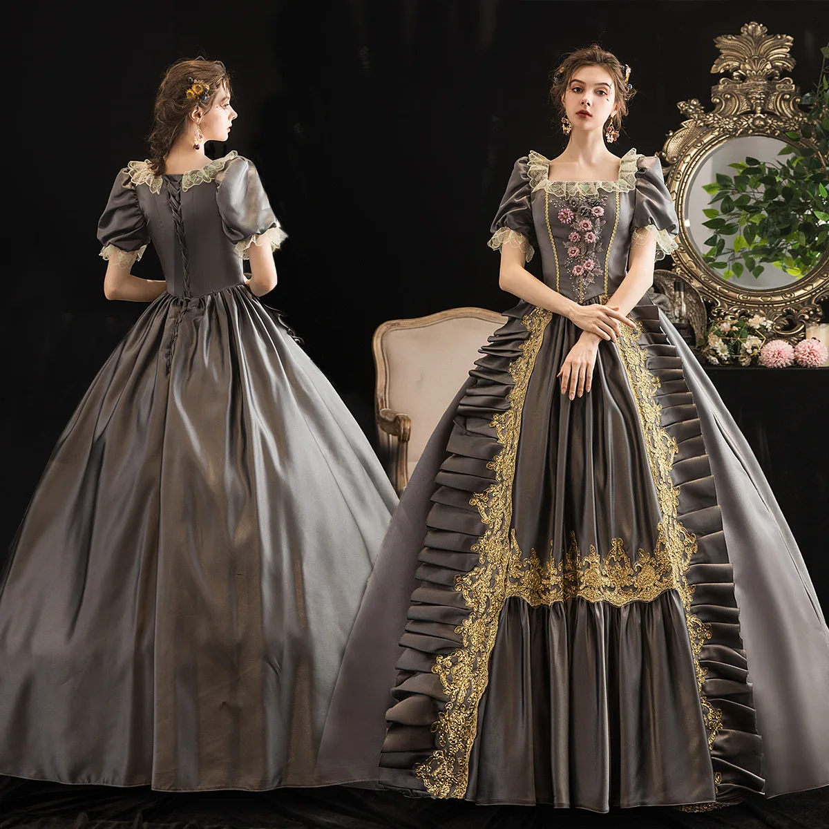 Cenerentola Aristocratica Principessa Europea Abito da Spettacolo Spettacolo Festa Trucco Studio Foto Passerella Palazzo Uniforme 상...........