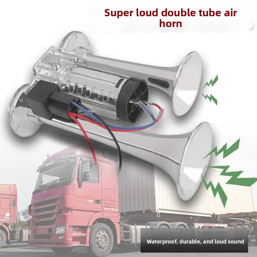 

Cross-border Best-selling Integrated Electric Pump Horn 12v Dual-tube Air Horn Car Horn Truck Air Pump Air Horn
