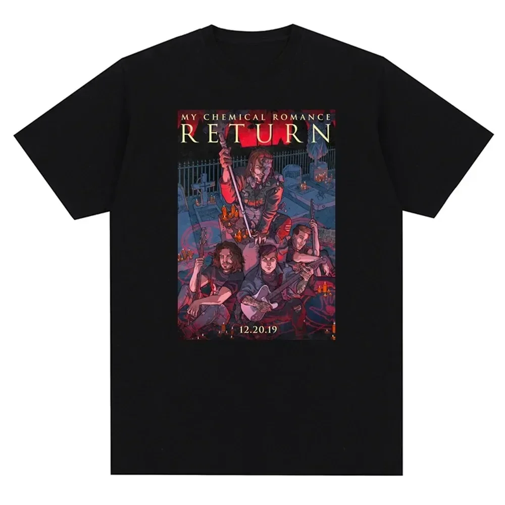 2025 نموذج جديد بلدي الكيميائية الرومانسية Mcr الفرقة الرجال النساء القطن تي شيرت مطبوعة تي شيرت عادية كم قصير التي شيرت الشارع الشهير الاتجاه