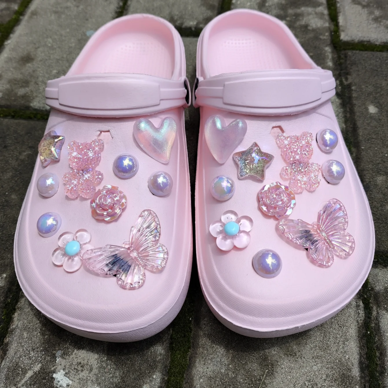 20pcs Pink Removable Cute Bear Shoe Accessories For DIY, Suitable For Sandals And Shoes With Holes, Festival Gifts