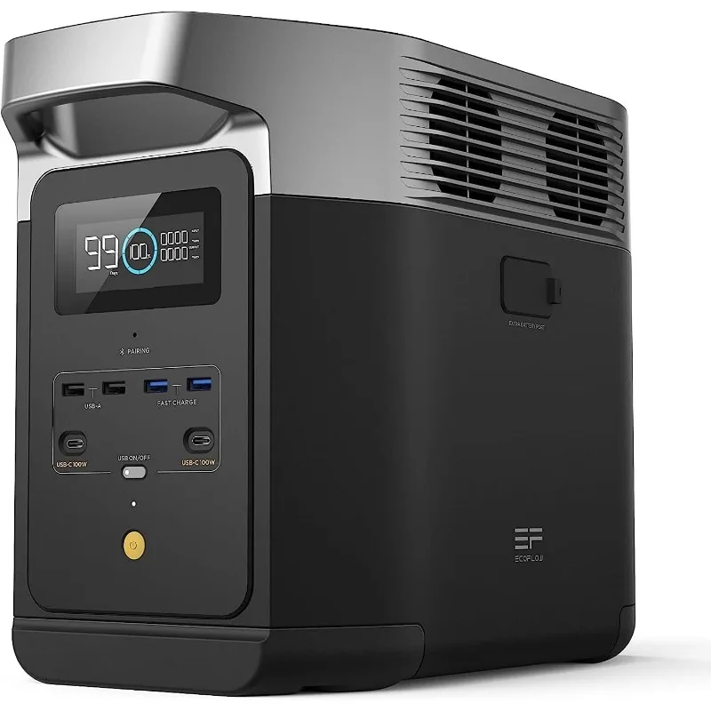Central eléctrica portátil DELTA 2, batería LiFePO4 (LFP) de 1024 Wh, salida USB-C de 1800 W CA/100 W, generador solar (panel solar