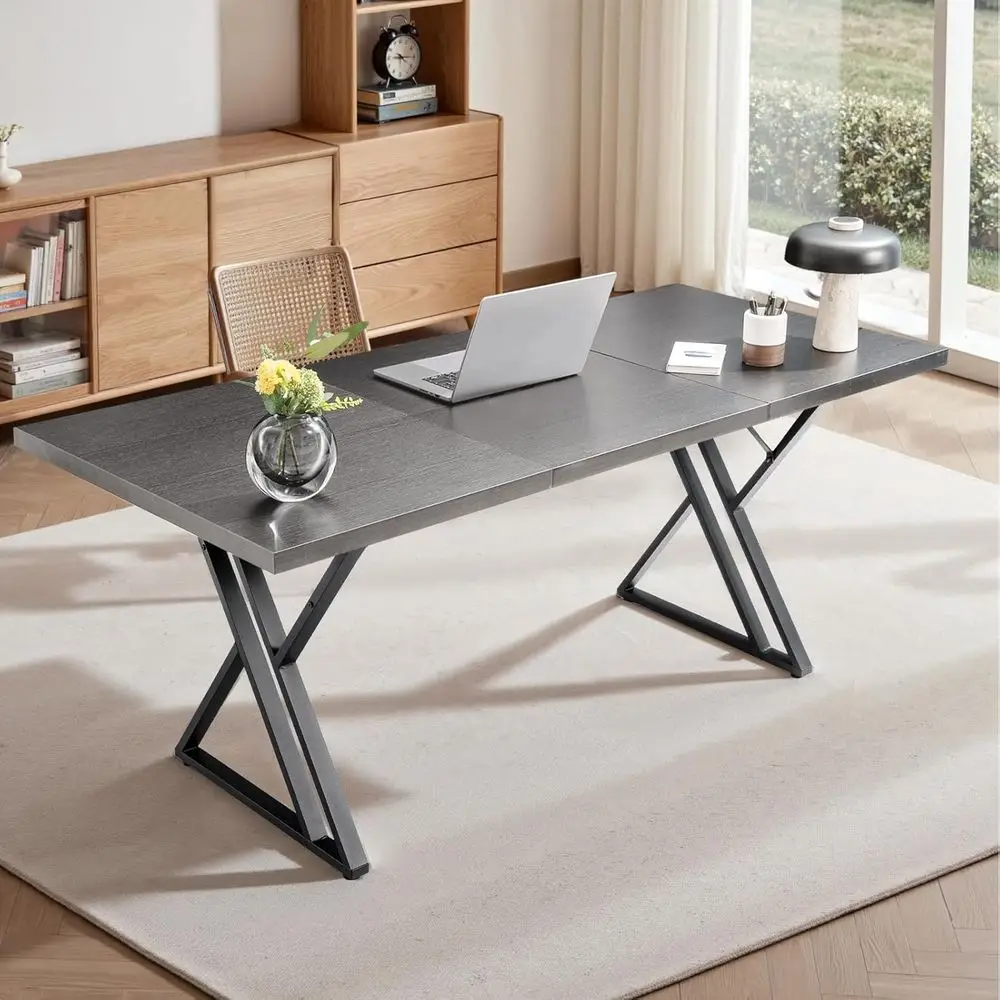 

Стол Oice 70,9 дюймов, письменный стол Executive Oice, общий индустриальный стиль, ножки стола Z-образной формы, столешница из черного дерева в стиле кантри, или Home Oice, S