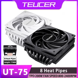 TEUCER UT-75 Low Profile CPU Radiator 8 Heat Pipes 4Pin Fan For Intel LGA 1700 1200 2011 2066 AM4 AM5 Cpu Cooler processador x99
