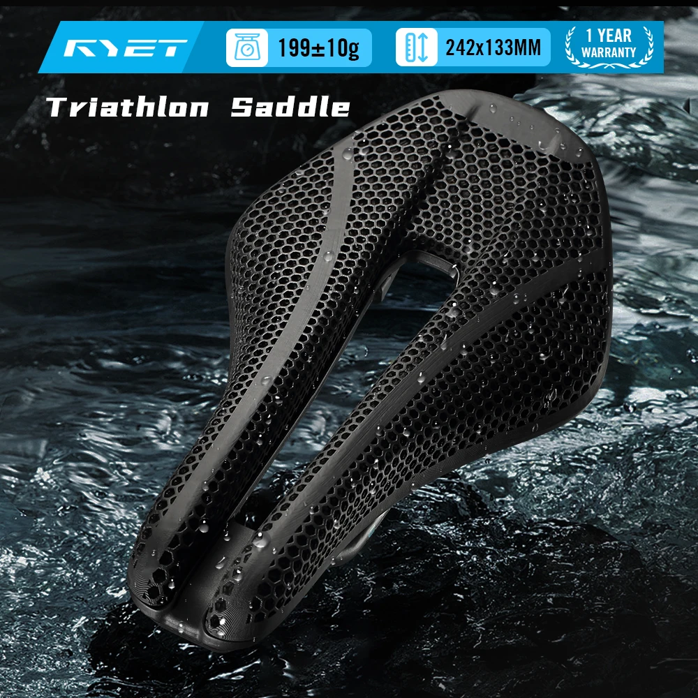 

RYET 199g TT01 Triathlon Saddle Short Nose Aero Carbon Nylon Shell 7x9mm Carbon Rail Ultralight Time Trial Bike Cycling Parts