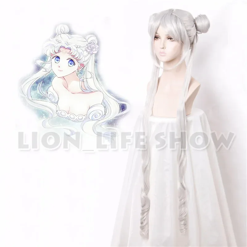 Parrucche da principessa Silver Serenity Moon Crystal Nuova regina Serenity Tsuking Usagi Parrucca cosplay grigia Super Moon