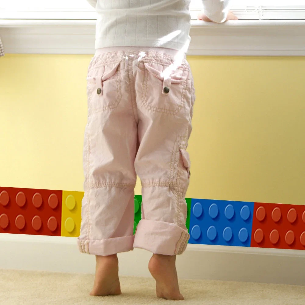 ورق حائط مكعبات ثلاثية الأبعاد لغرف الأطفال ، ديكور المدرسة ، ملصق حائط من كلوريد البولي فينيل ، حدود ، فينيل ذاتي الصنع ، أطفال ، فصل المراهقين ، لاصق