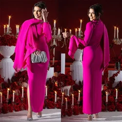 Customized Gown Prom Dress Saudi Arabia Asymmetrical Column Anke Length Vertically Stole Hugging Bespoke Occasion Dresses Formal