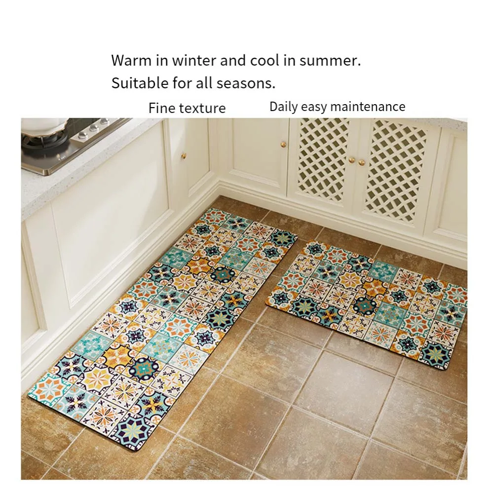 Stylish 18x28 Boho Bathroom Rug Non-Slip Waterproof & Easy To Clean Kitchen Specific Absorbent And Oil Absorbing Floor Mat Rugs
