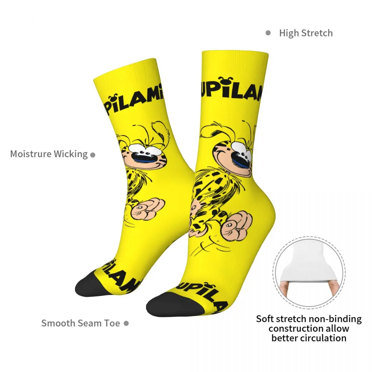 Marsupilami-Chaussettes de sport imprimées en 3D pour garçon et fille, mi-mollet