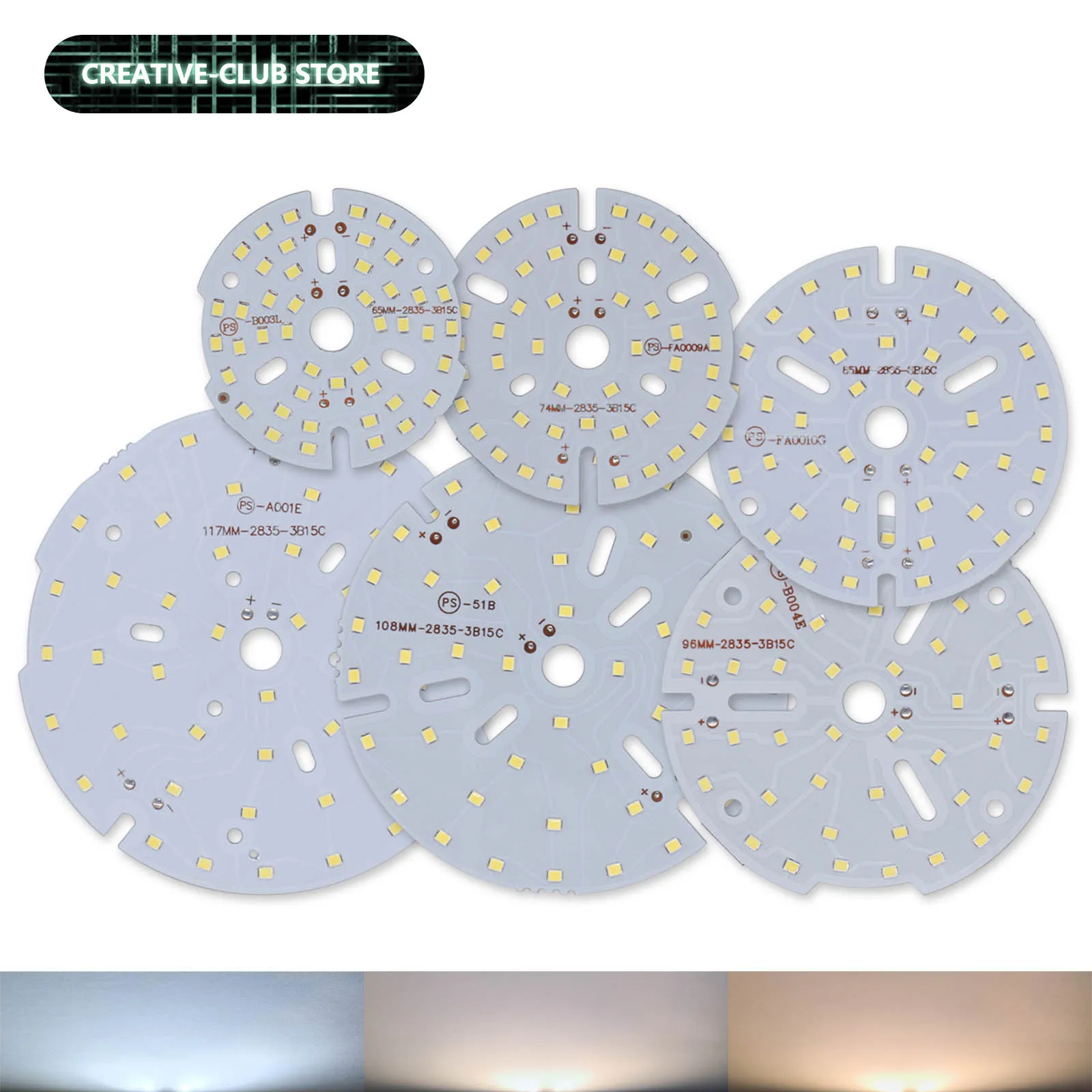 15W DC45-46V 250-300mA LED SMD 2835 65mm 74mm 85mm 96mm 108mm 117mm Lamp Panel PCB Lamp Board Suitable For DIY Light Source