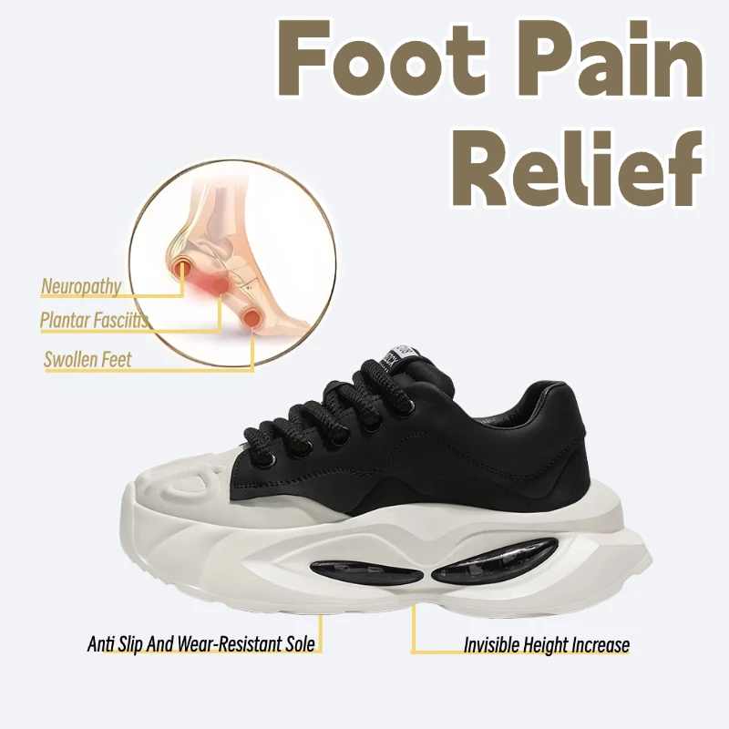 

LiveDay Men's Chunky Sneakers Soft Sole Sport Shoes Casual Microfiber Leather Upper Height Increased Zapatillas Casuales Hombre