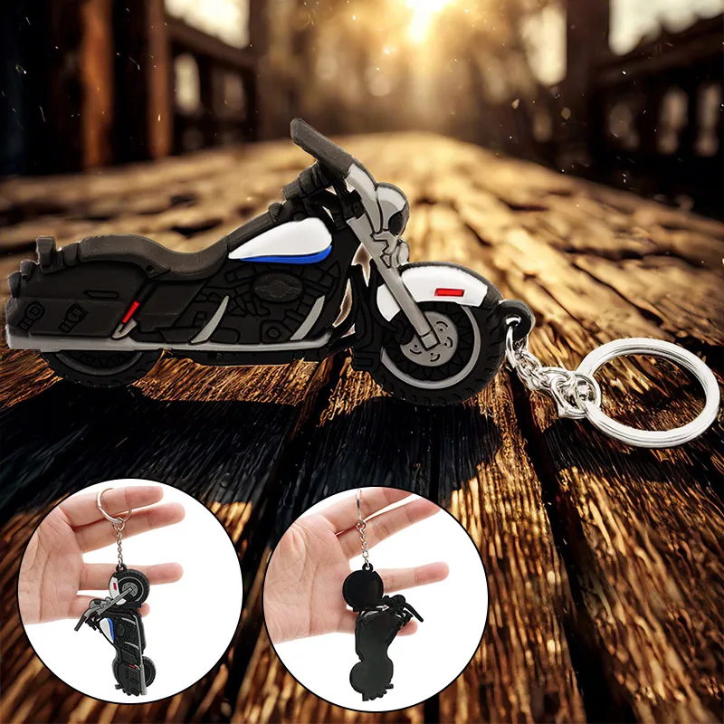

Fashion Motorcycle Model Keychain Keyring Key Chain Rubber Creative Key Rings Holder Harley Styling Pendant Gifts Accessories