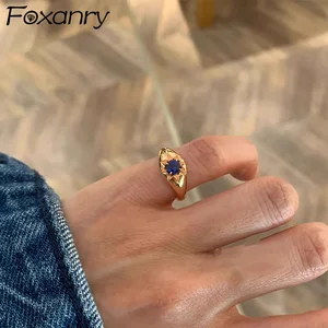 Anneaux de queue en forme d’étoile en zircon couleur Foxanry pour femmes couples Cadeaux de fiançailles exquis, tendance élégante et au tempérament 8 meilleures fêtes de vente - No 5